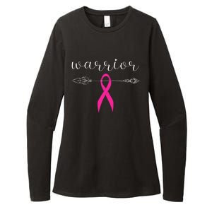 Warrior Survivor Fighter Pink Ribbon Warrior Breast Cancer Womens CVC Long Sleeve Shirt