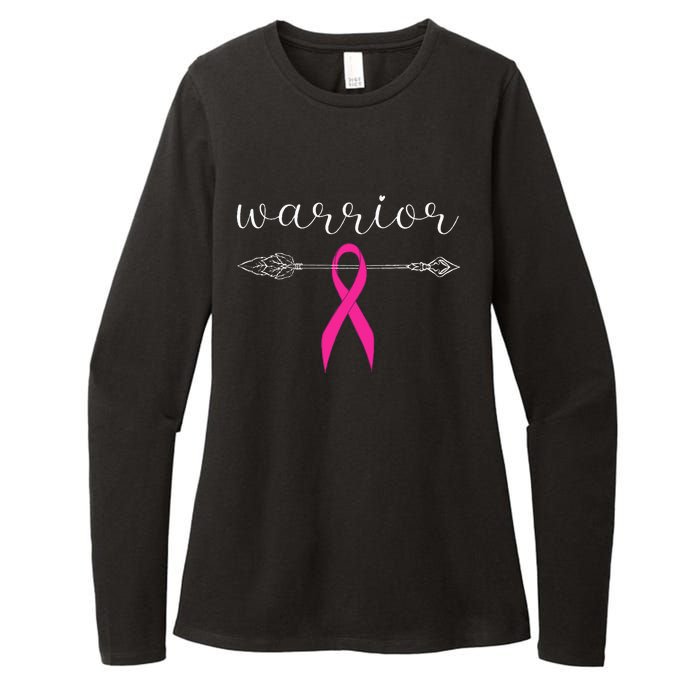 Warrior Survivor Fighter Pink Ribbon Warrior Breast Cancer Womens CVC Long Sleeve Shirt