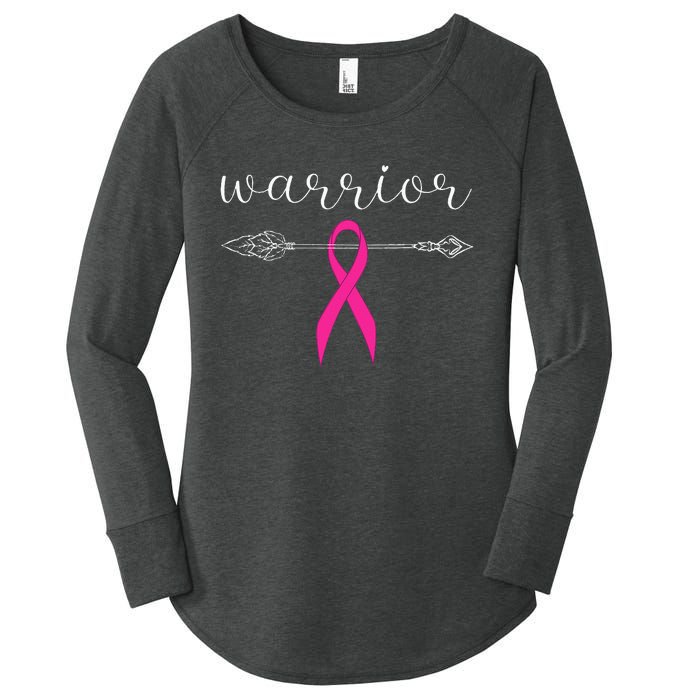 Warrior Survivor Fighter Pink Ribbon Warrior Breast Cancer Women's Perfect Tri Tunic Long Sleeve Shirt