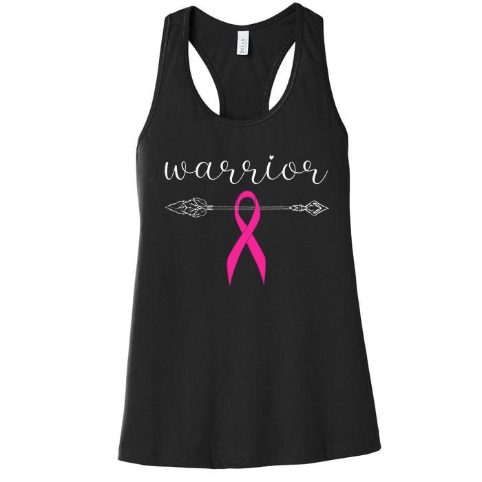 Warrior Survivor Fighter Pink Ribbon Warrior Breast Cancer Women's Racerback Tank