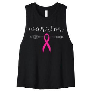 Warrior Survivor Fighter Pink Ribbon Warrior Breast Cancer Women's Racerback Cropped Tank