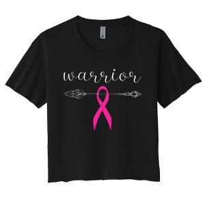 Warrior Survivor Fighter Pink Ribbon Warrior Breast Cancer Women's Crop Top Tee