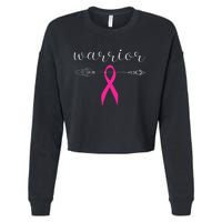 Warrior Survivor Fighter Pink Ribbon Warrior Breast Cancer Cropped Pullover Crew