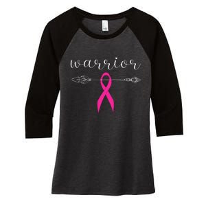 Warrior Survivor Fighter Pink Ribbon Warrior Breast Cancer Women's Tri-Blend 3/4-Sleeve Raglan Shirt