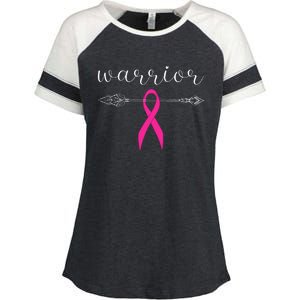 Warrior Survivor Fighter Pink Ribbon Warrior Breast Cancer Enza Ladies Jersey Colorblock Tee