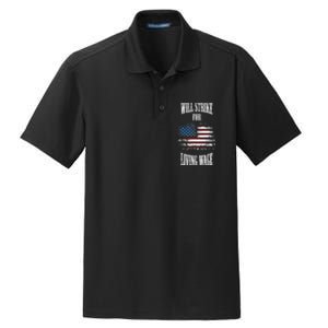 Will Strike For Living Wage Union Labor Teamster USA Flag Dry Zone Grid Polo