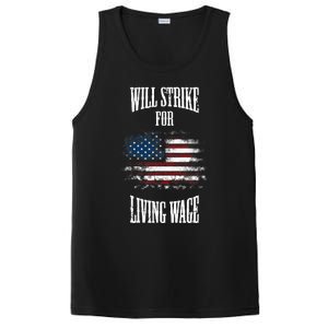 Will Strike For Living Wage Union Labor Teamster USA Flag PosiCharge Competitor Tank