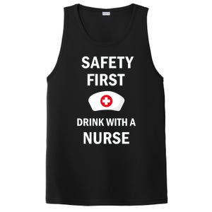 Wo Safety First With A Nurse Funny Medical Job Cute Gift PosiCharge Competitor Tank