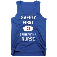 Wo Safety First With A Nurse Funny Medical Job Cute Gift Tank Top