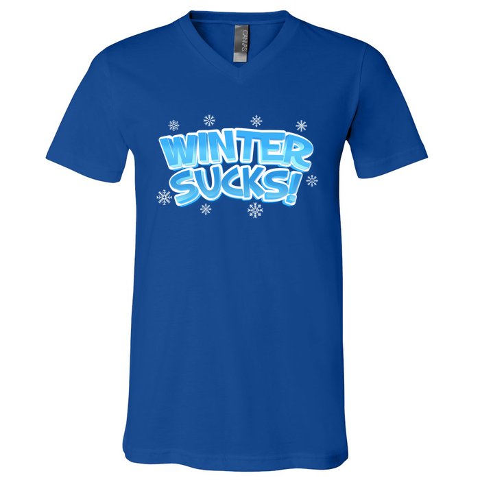 Winter Sucks Funny Christmas Gift V-Neck T-Shirt