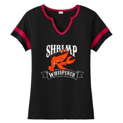 Whisperer Shrimp Funny Fisherman Shrimp Lover Ladies Halftime Notch Neck Tee