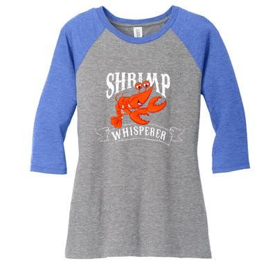 Whisperer Shrimp Funny Fisherman Shrimp Lover Women's Tri-Blend 3/4-Sleeve Raglan Shirt