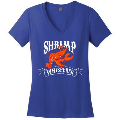 Whisperer Shrimp Funny Fisherman Shrimp Lover Women's V-Neck T-Shirt