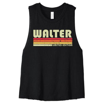 Walter Surname Funny Retro Vintage 80s 90s Birthday Reunion Women's Racerback Cropped Tank