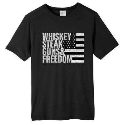 Whiskey Steak Guns And Freedom Flag Meaningful Gift Tall Fusion ChromaSoft Performance T-Shirt