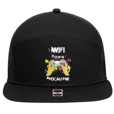 Wifi Sayings Gamer Gifts Gaming Video Games Game 7 Panel Mesh Trucker Snapback Hat