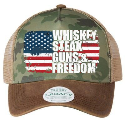 Whiskey Steak Guns And Freedom Patriotic Flag 4th Of July Legacy Tie Dye Trucker Hat