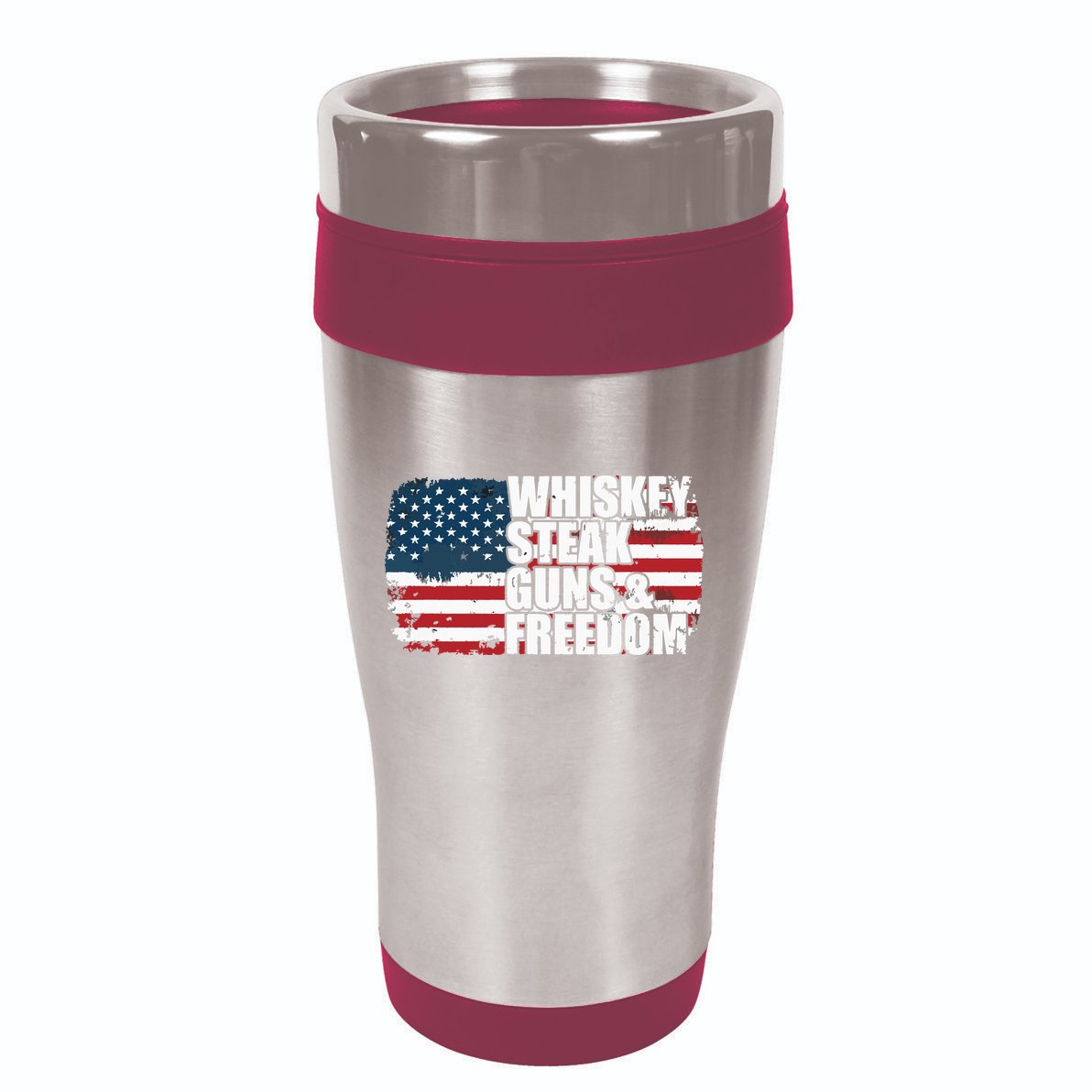 Whiskey Steak Guns And Freedom Patriotic Flag 4th Of July 16oz Travel Tumbler