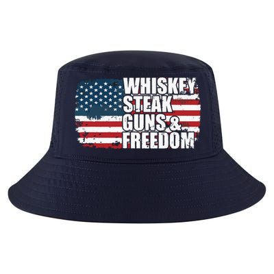 Whiskey Steak Guns And Freedom Patriotic Flag 4th Of July Cool Comfort Performance Bucket Hat