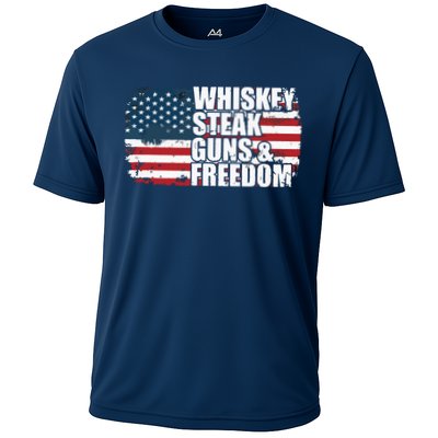 Whiskey Steak Guns And Freedom Patriotic Flag 4th Of July Performance Shirt