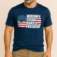 Whiskey Steak Guns And Freedom Patriotic Flag 4th Of July Cooling Performance Crew T-Shirt