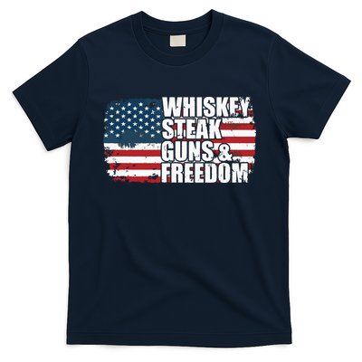 Whiskey Steak Guns And Freedom Patriotic Flag 4th Of July T-Shirt