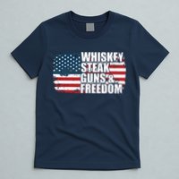 Whiskey Steak Guns And Freedom Patriotic Flag 4th Of July T-Shirt