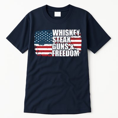 Whiskey Steak Guns And Freedom Patriotic Flag 4th Of July Tall T-Shirt