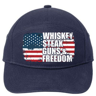 Whiskey Steak Guns And Freedom Patriotic Flag 4th Of July 7-Panel Snapback Hat