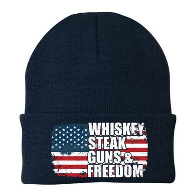 Whiskey Steak Guns And Freedom Patriotic Flag 4th Of July Beanie