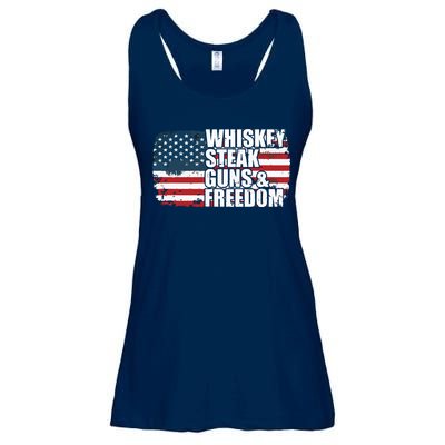 Whiskey Steak Guns And Freedom Patriotic Flag 4th Of July Ladies Essential Flowy Tank