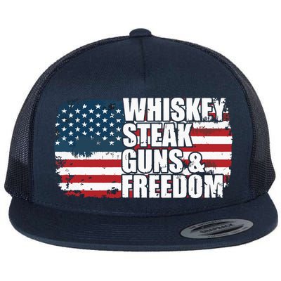 Whiskey Steak Guns And Freedom Patriotic Flag 4th Of July Flatbill Hat