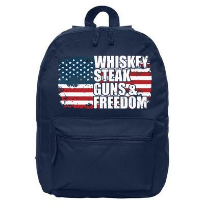Whiskey Steak Guns And Freedom Patriotic Flag 4th Of July 16 in Basic Backpack