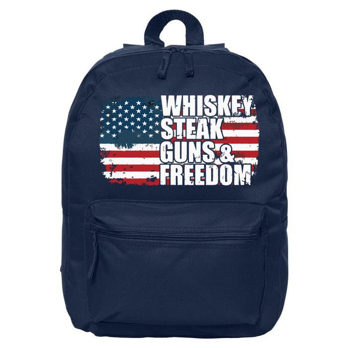 Whiskey Steak Guns And Freedom Patriotic Flag 4th Of July 16 in Basic Backpack