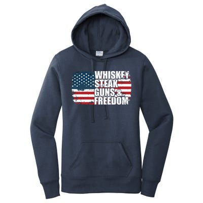 Whiskey Steak Guns And Freedom Patriotic Flag 4th Of July Women's Pullover Hoodie