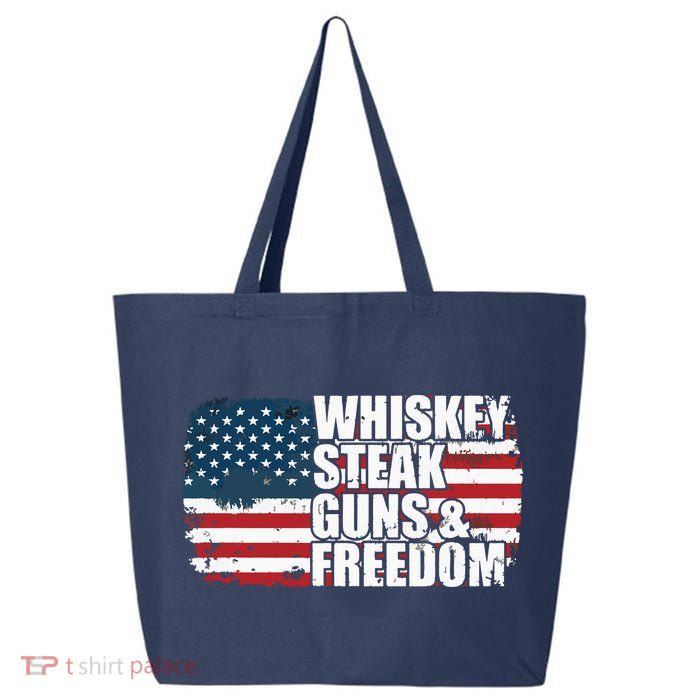 Whiskey Steak Guns And Freedom Patriotic Flag 4th Of July 25L Jumbo Tote