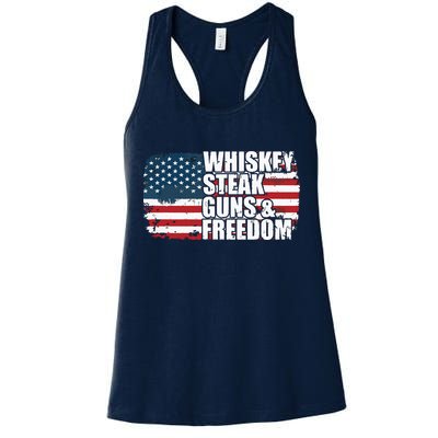 Whiskey Steak Guns And Freedom Patriotic Flag 4th Of July Womens Tank Top