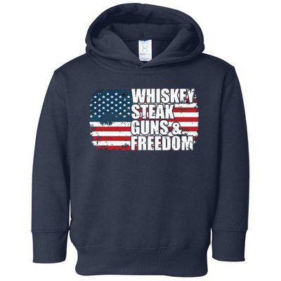 Whiskey Steak Guns And Freedom Patriotic Flag 4th Of July Toddler Hoodie