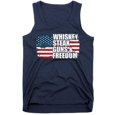 Whiskey Steak Guns And Freedom Patriotic Flag 4th Of July Tank Top