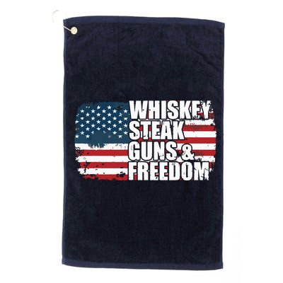 Whiskey Steak Guns And Freedom Patriotic Flag 4th Of July Golf Towel