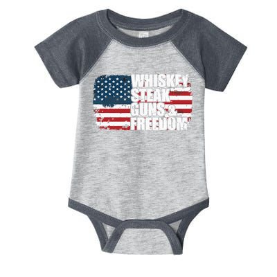 Whiskey Steak Guns And Freedom Patriotic Flag 4th Of July Infant Baby Jersey Bodysuit