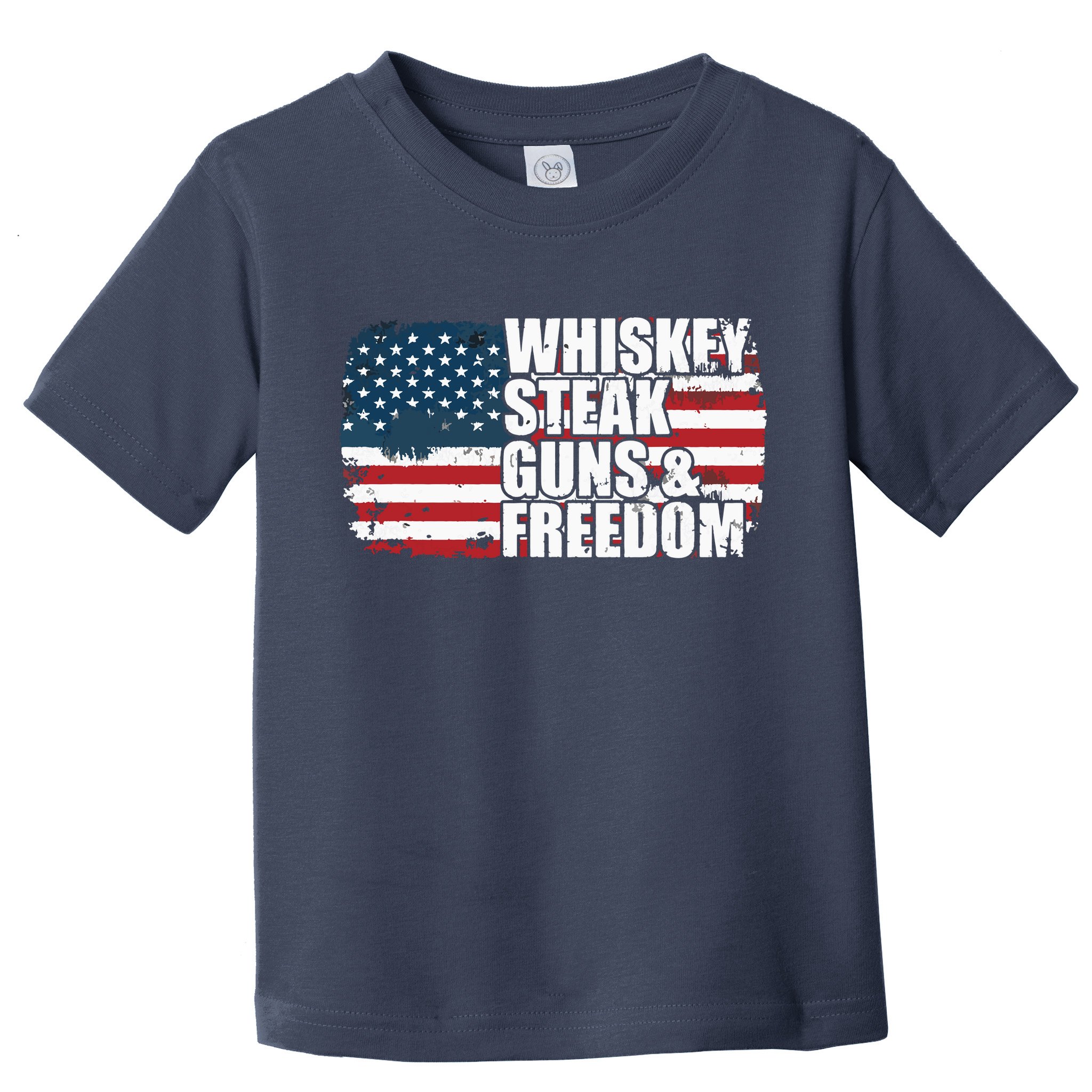 Whiskey Steak Guns And Freedom Patriotic Flag 4th Of July Toddler T-Shirt