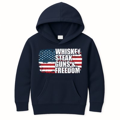 Whiskey Steak Guns And Freedom Patriotic Flag 4th Of July Kids Hoodie