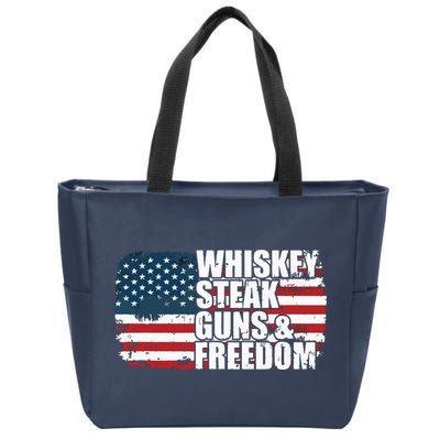 Whiskey Steak Guns And Freedom Patriotic Flag 4th Of July Zip Tote Bag