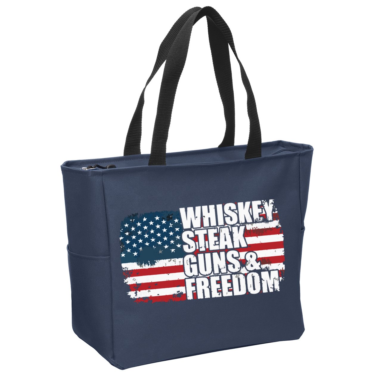 Whiskey Steak Guns And Freedom Patriotic Flag 4th Of July Zip Tote Bag