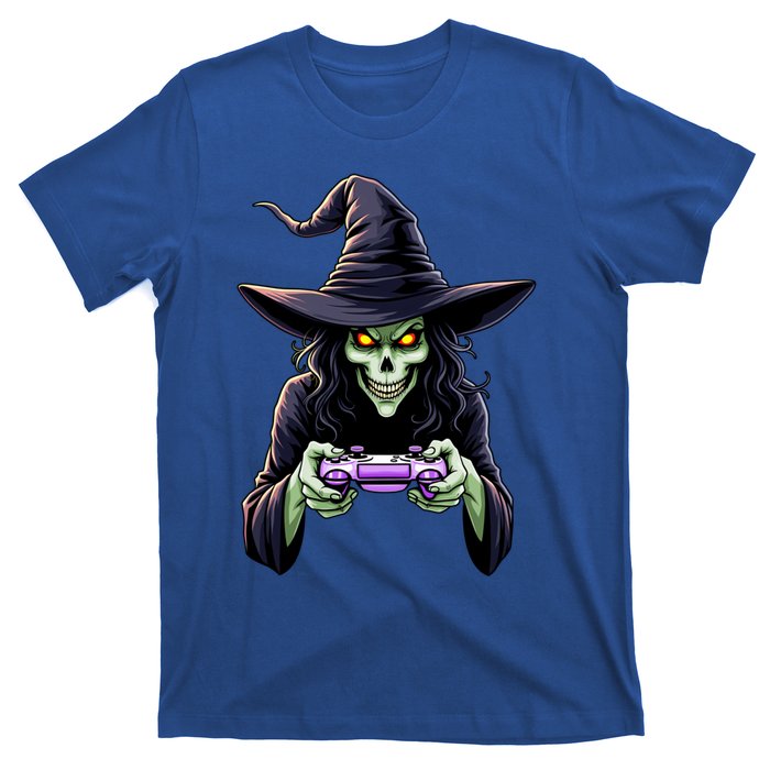 Witch Skeleton Gamer Halloween Monster Gaming Cool Gift T-Shirt