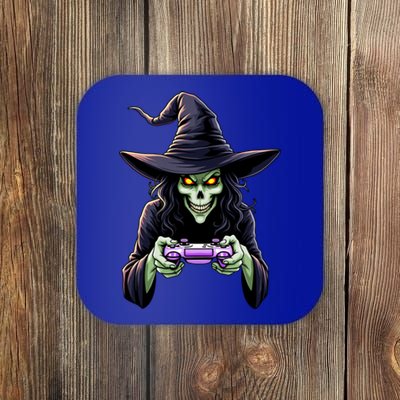 Witch Skeleton Gamer Halloween Monster Gaming Cool Gift Coaster