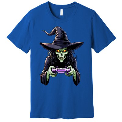 Witch Skeleton Gamer Halloween Monster Gaming Cool Gift Premium T-Shirt