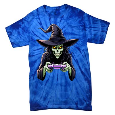 Witch Skeleton Gamer Halloween Monster Gaming Cool Gift Tie-Dye T-Shirt