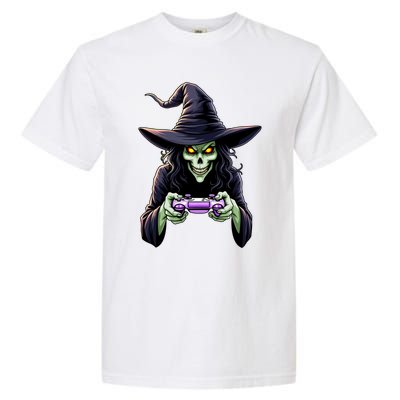 Witch Skeleton Gamer Halloween Monster Gaming Cool Gift Garment-Dyed Heavyweight T-Shirt